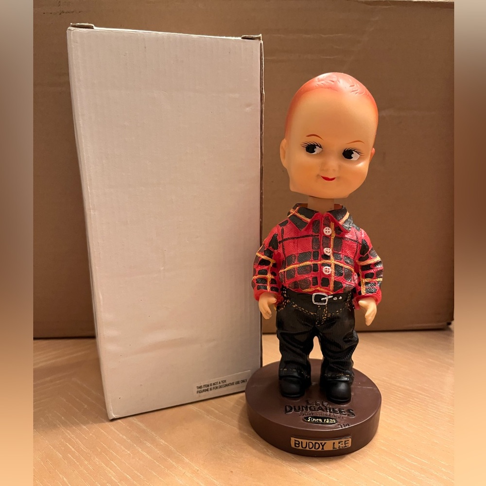 Vintage Buddy Lee 8” Bobblehead. Plaid shirt.